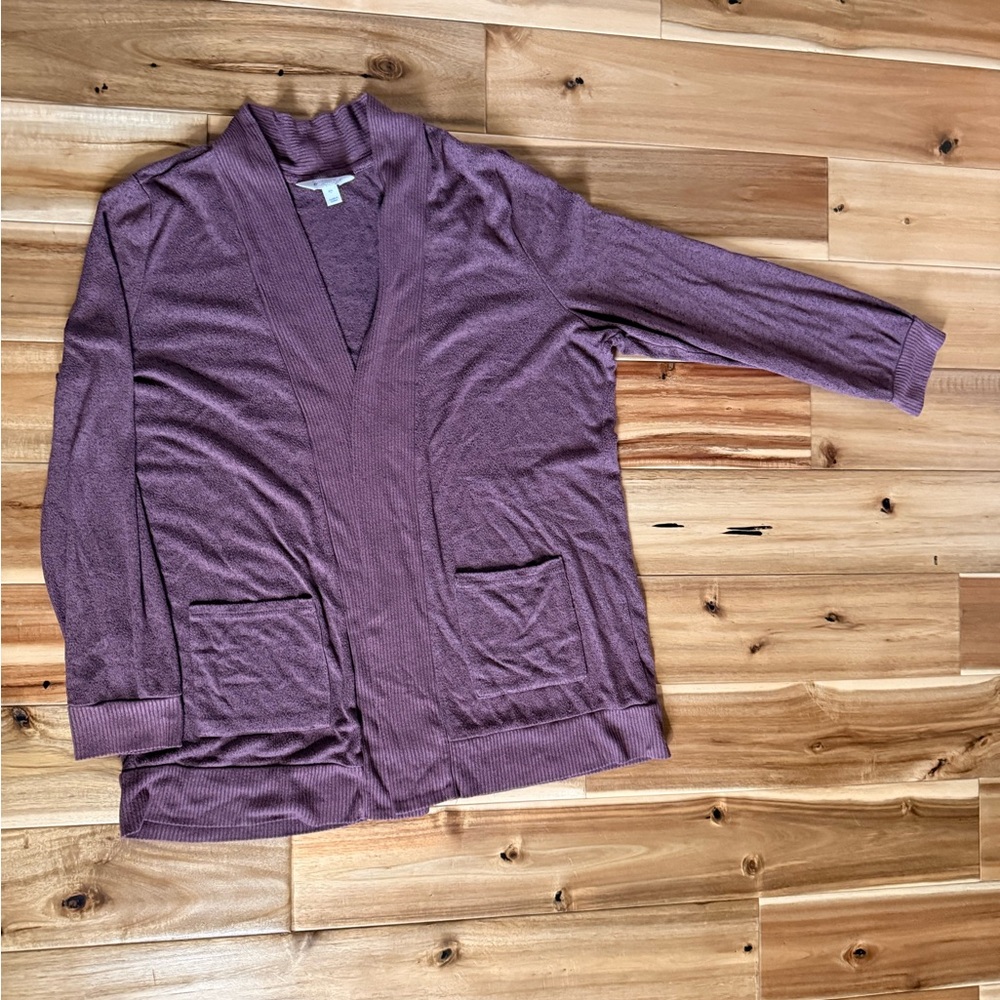 Market & Spruce Mauve Open-Front Women's Cardigan